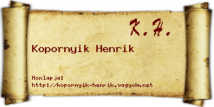 Kopornyik Henrik névjegykártya